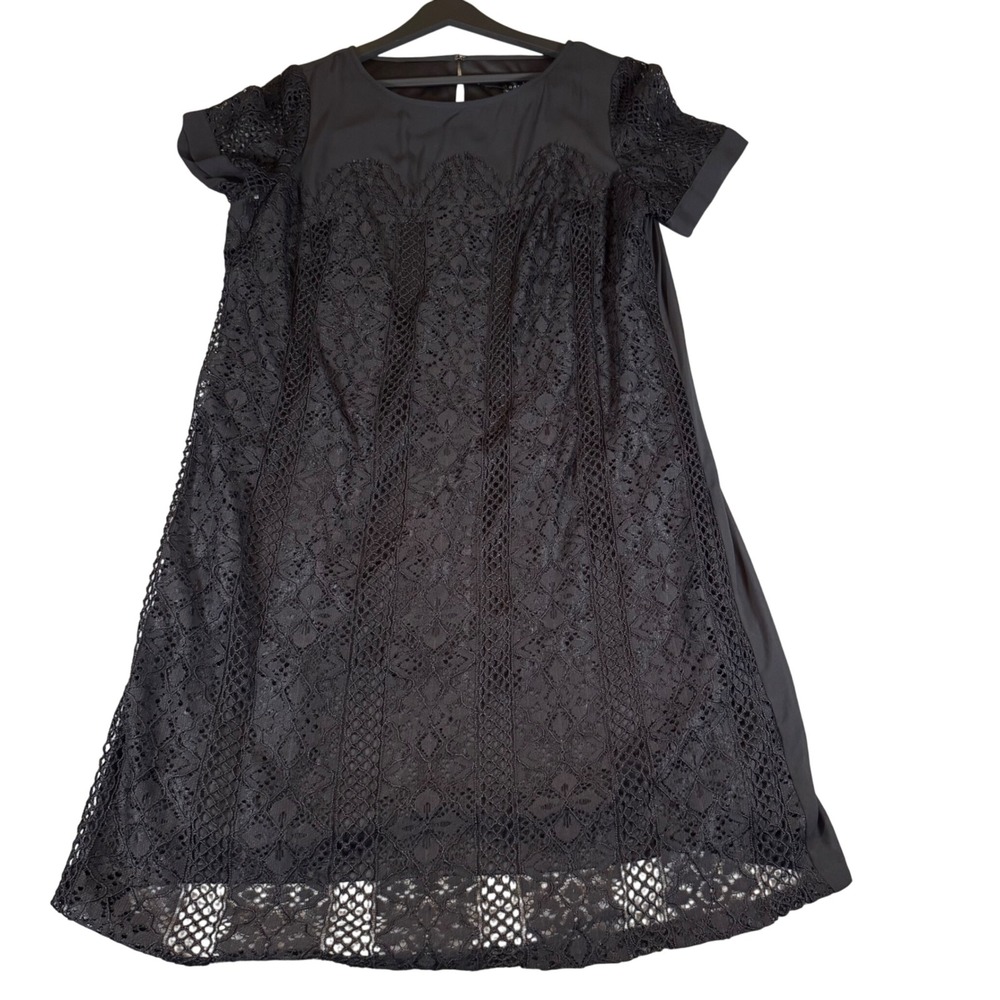 Sangria Woman Black‎ Lace Dress Short Sleeve Plus Size 16W Evening Cocktail